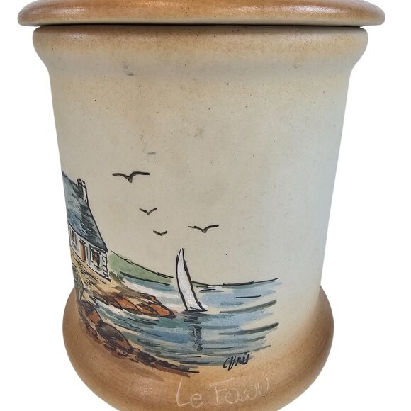 Grès de France Handpainted Stoneware Canister Schilder Coastal Cottage Pottery - Picture 11 of 16